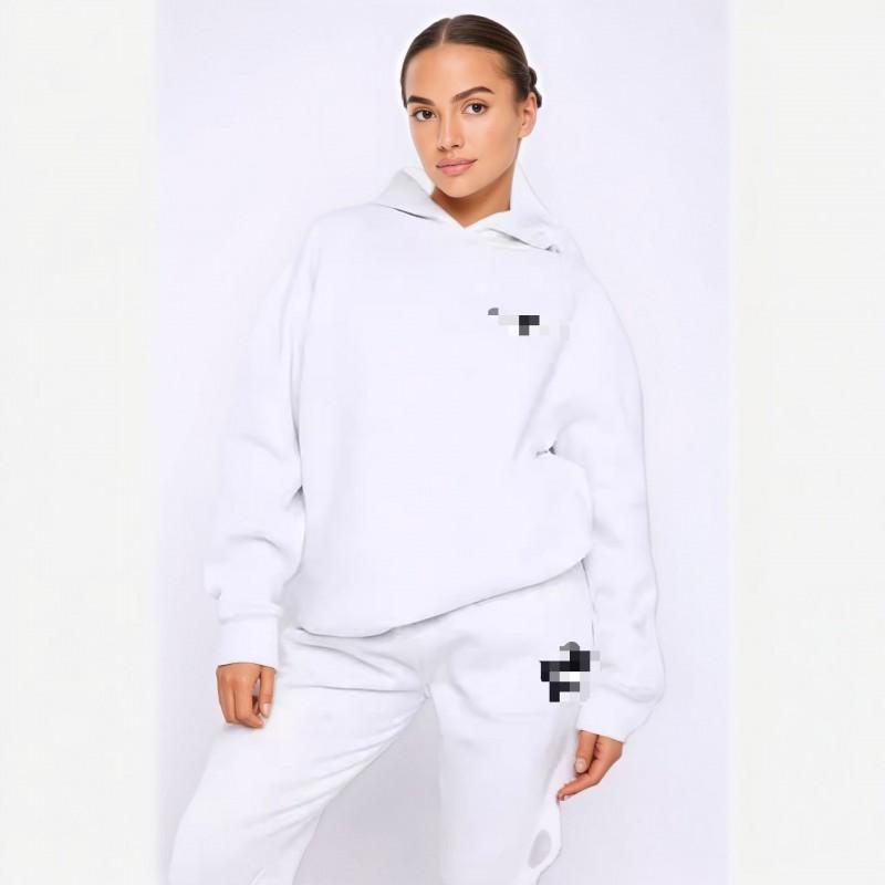 Womens Oversized Hooded Sweatshirt Set With Foil Print Streetwear Tracksuit Loose Fit Casual Sportswear