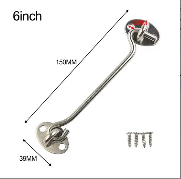 Защелка Крючок для кабины Держатель Крючок для кабины Захват Держатель Полумесяц Дверной глазок Защелка Бесшумный оконный замок Нержавеющая сталь
