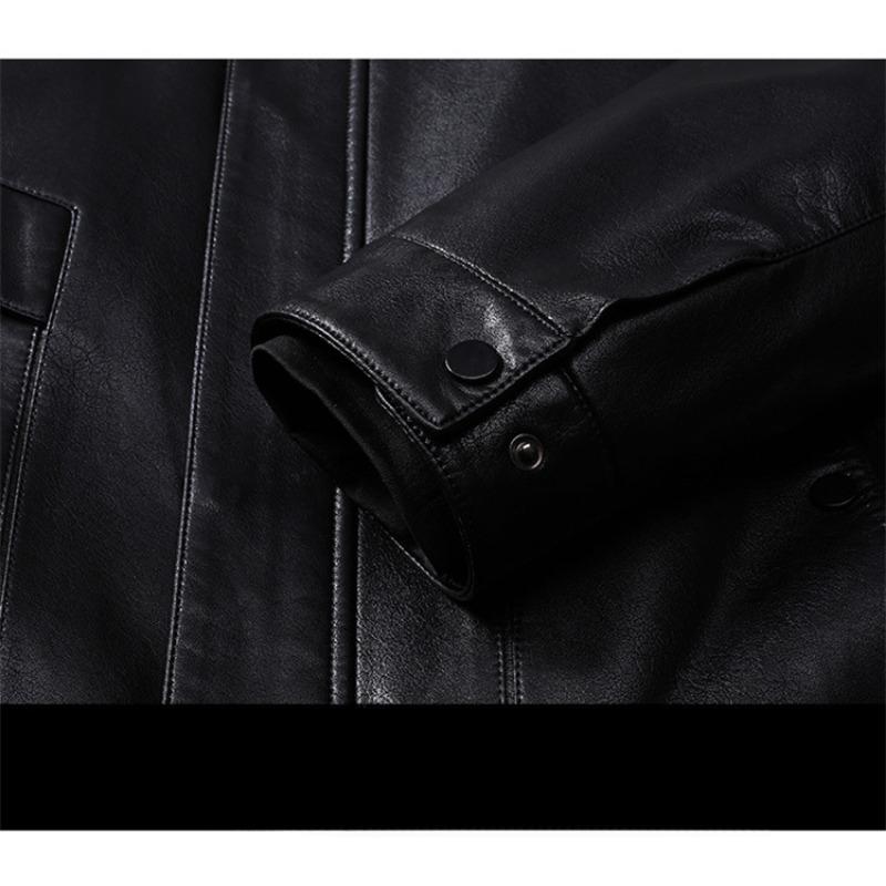 Leather Jacket Men's Genuine Leather Casual Plus Velvet Thickened Short Jacket Lapel Down Jacket Winter