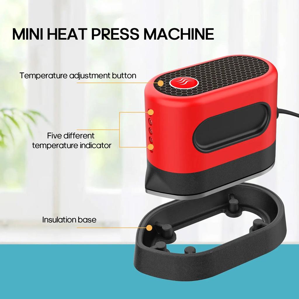 Portable Heat Press Machines Hot Press Mini Iron Machine T-Shirt Printing for Clothes Bags Hats Pads Blanket Phone Case DIY Home
