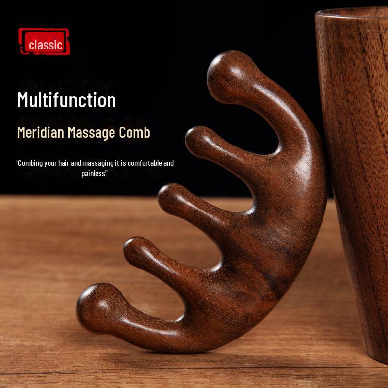 Массажная меридианная расческа двойного назначения: Унисекс-гребень для ухода за кожей головы и предотвращения ломкости волос с широкими зубьями для выщипывания и портативного использования.