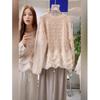 Women Vintage O-neck Long Sleeve Sweater Ruffles Decoration Patchwork Sweaters Autumn Design Knit Pullover Tops