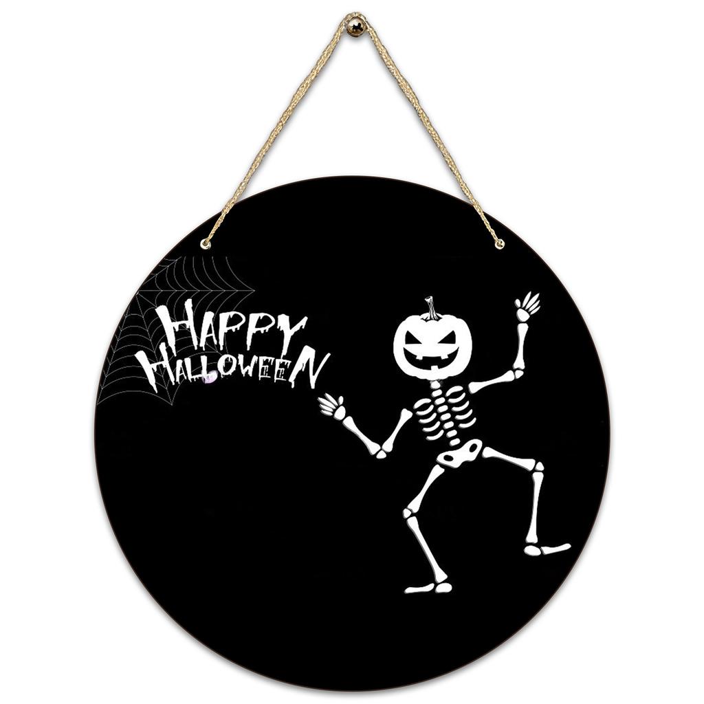 Halloween Decoration Wooden Round Sign Creative Decorative Hanging Tag