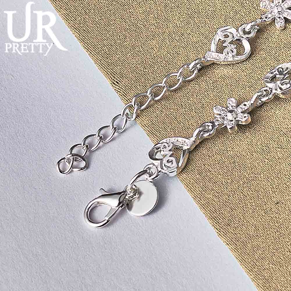 Браслет в форме цветка из стерлингового серебра 925 пробы с цирконием AAA, модные свадебные украшения