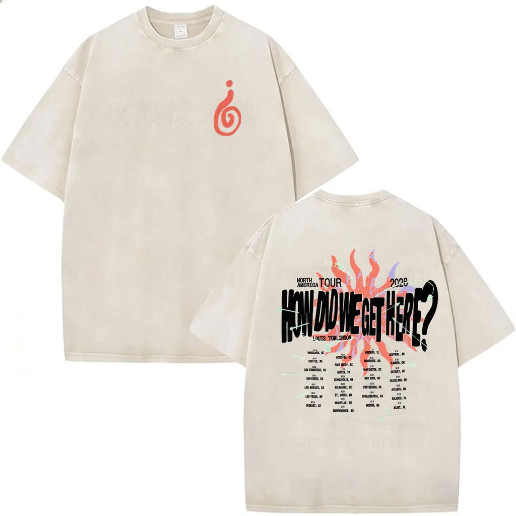 Vintage Washed Louis Tomlinson How Did We Get Here Tour 2026 New T Shirt Men Women Harajuku Fashion Oversized Tshirt Streetwear