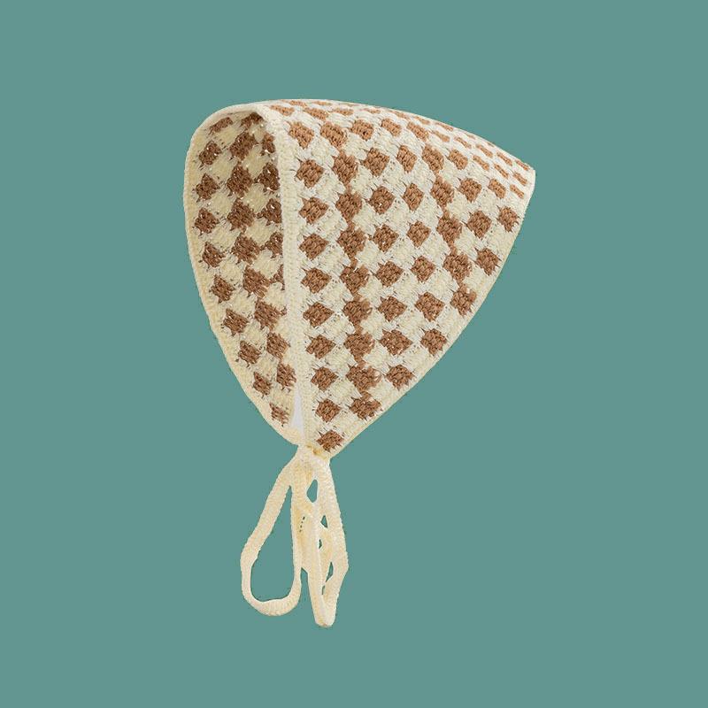 Вязаная ретро повязка на голову с полым треугольником, ромашка, клубника, ручная работа, вязаный крючком треугольный шарф, головной убор, ручной работы платок для головы