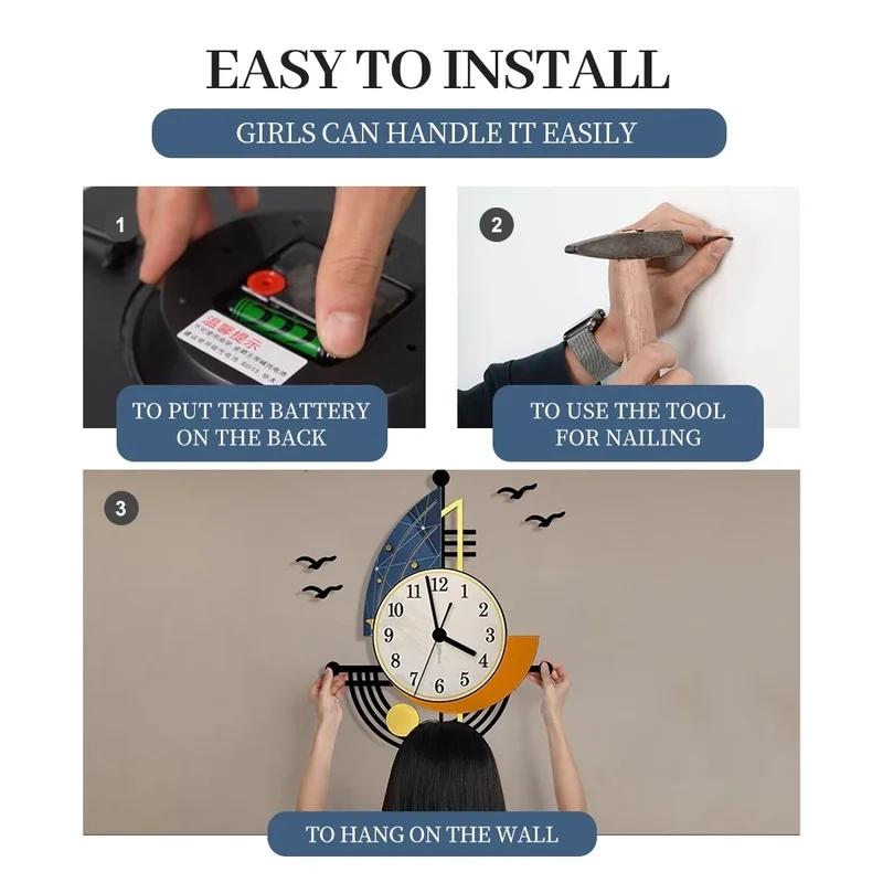 Декоративные настенные часы Парусник Навигация Креативный дизайн Часы Внутреннее украшение Часы Декор стены фона гостиной