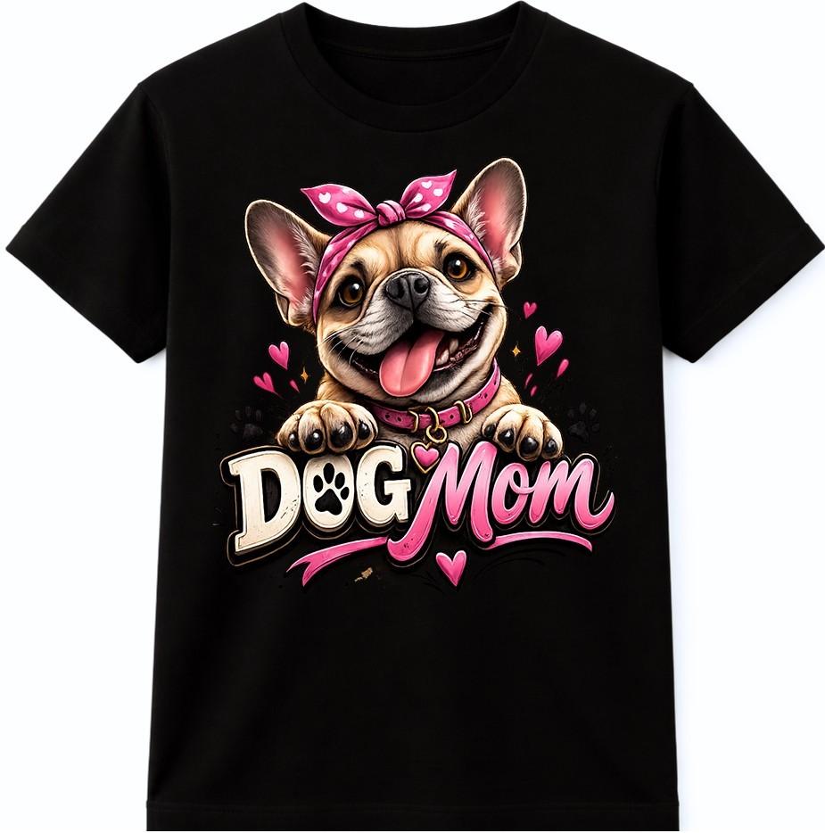 Dog Mom French Bulldog T-Shirt Cute Pet Lover Heart Design Graphic Tee