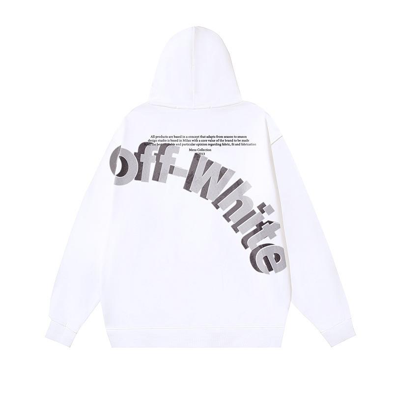 Off-White 2025 Autumn/Winter New Large Slant LOGO Letter Printed Hoodie Hoodie for Men and Women