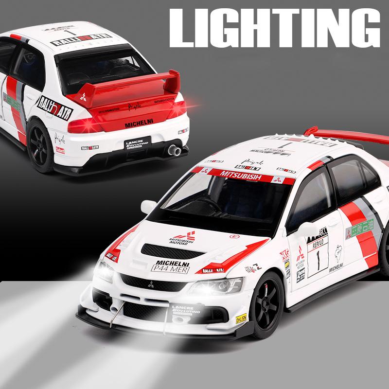 1/32 Mitsubishi Lancer Evolution EVO WRC Сплав Литой Модель Игрушечной Машинки Звук и Свет Детская Игрушка Коллекционные Предметы Подарок на День Рождения