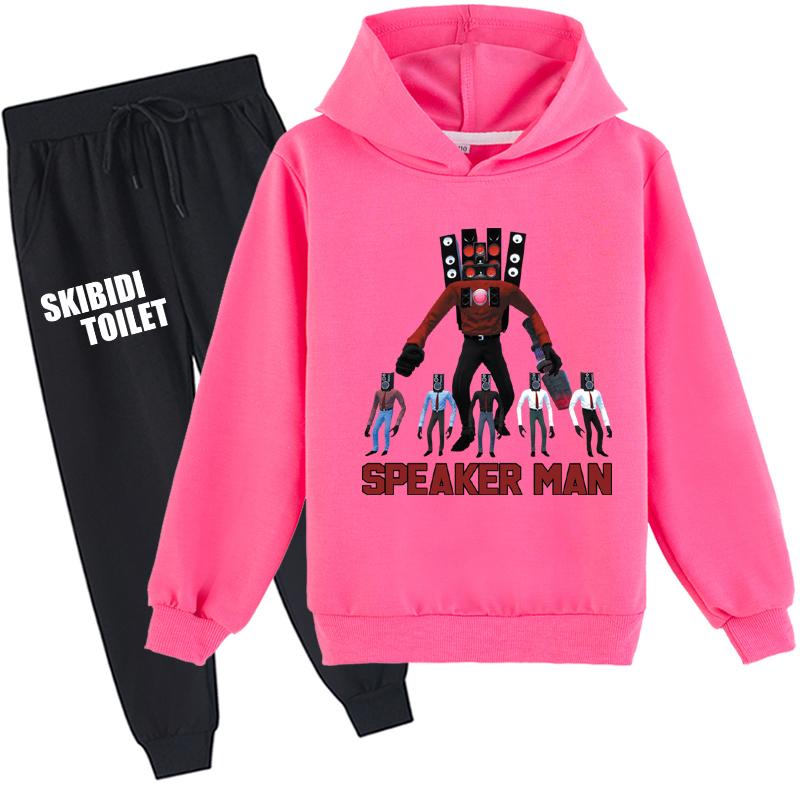 Детский комплект с 3D толстовкой Skibidi, пуловер для унитаза, спортивный костюм, детский свитер + брюки Спикермен