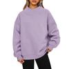 Ladies' Fashionable Loose High Neck Long Sleeved Solid Color Hoodie Top Pullover