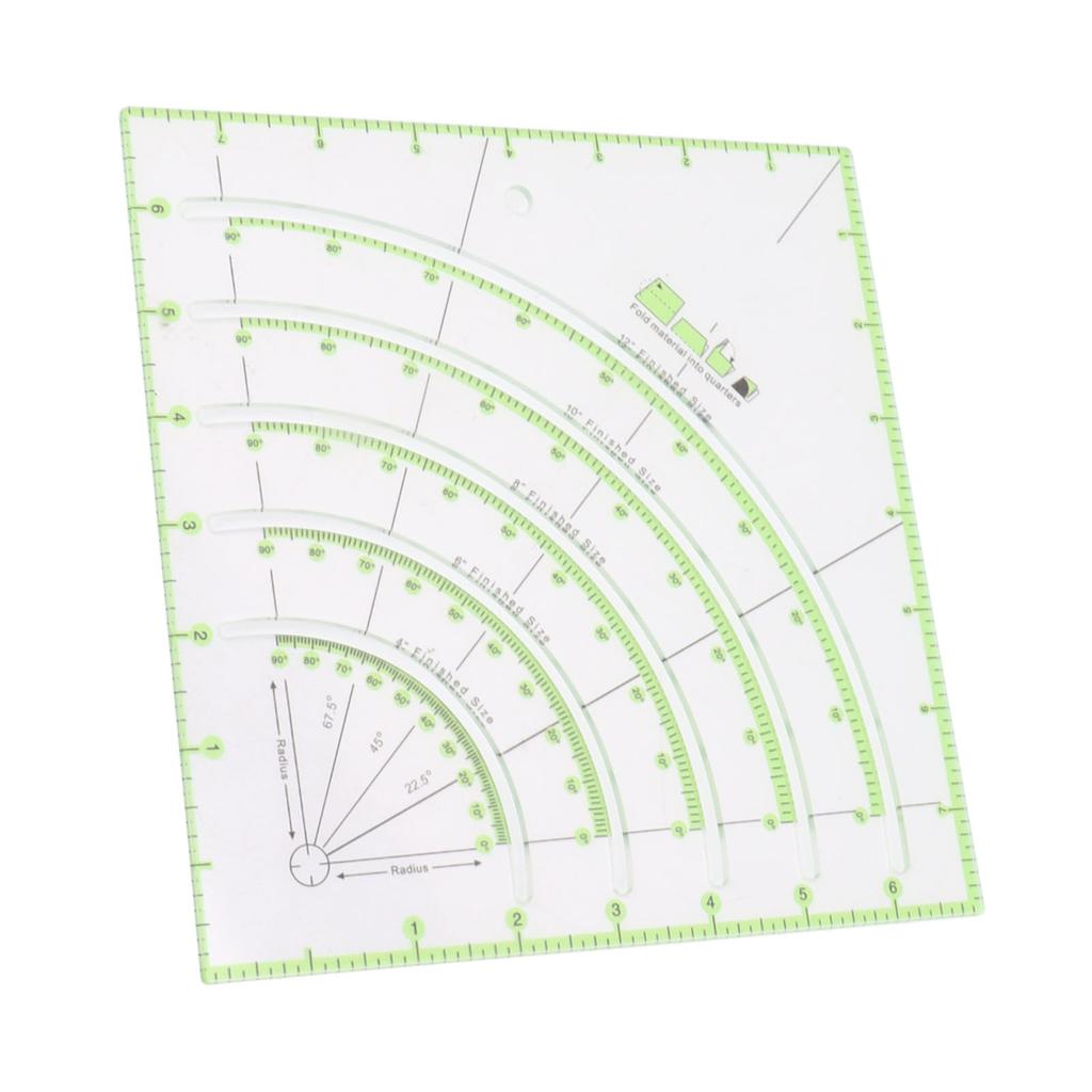 8 Inch Acrylic Quilting Ruler Multifunctional Clear Arcs Fans Quilt Circle Cutter Ruler for