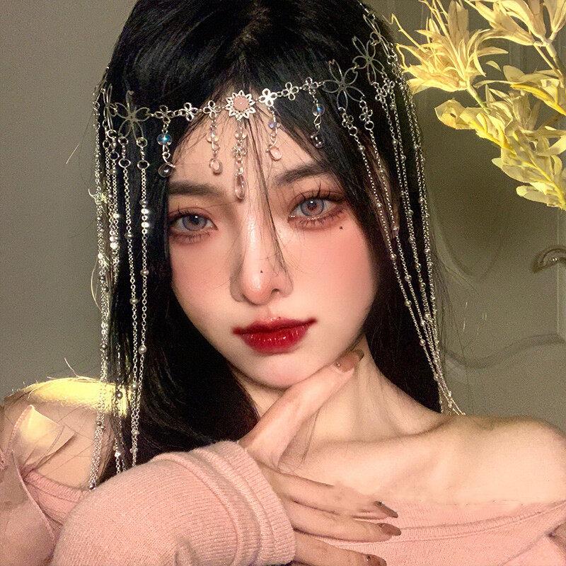 1PC Vintage Hair Jewelry Chinese Style Hairband Tassel Forhead Decoration Headpiece Chinese Hairpin Hair Accessories for Women