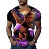 New Summer Men's Fashion T-shirt Personality Multicolored Eagle Printed Men's T-shirt Top