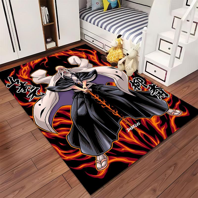 Samurai with Flaming Sword Design suitable as a non-slip mat for the living room or bedroom sofa