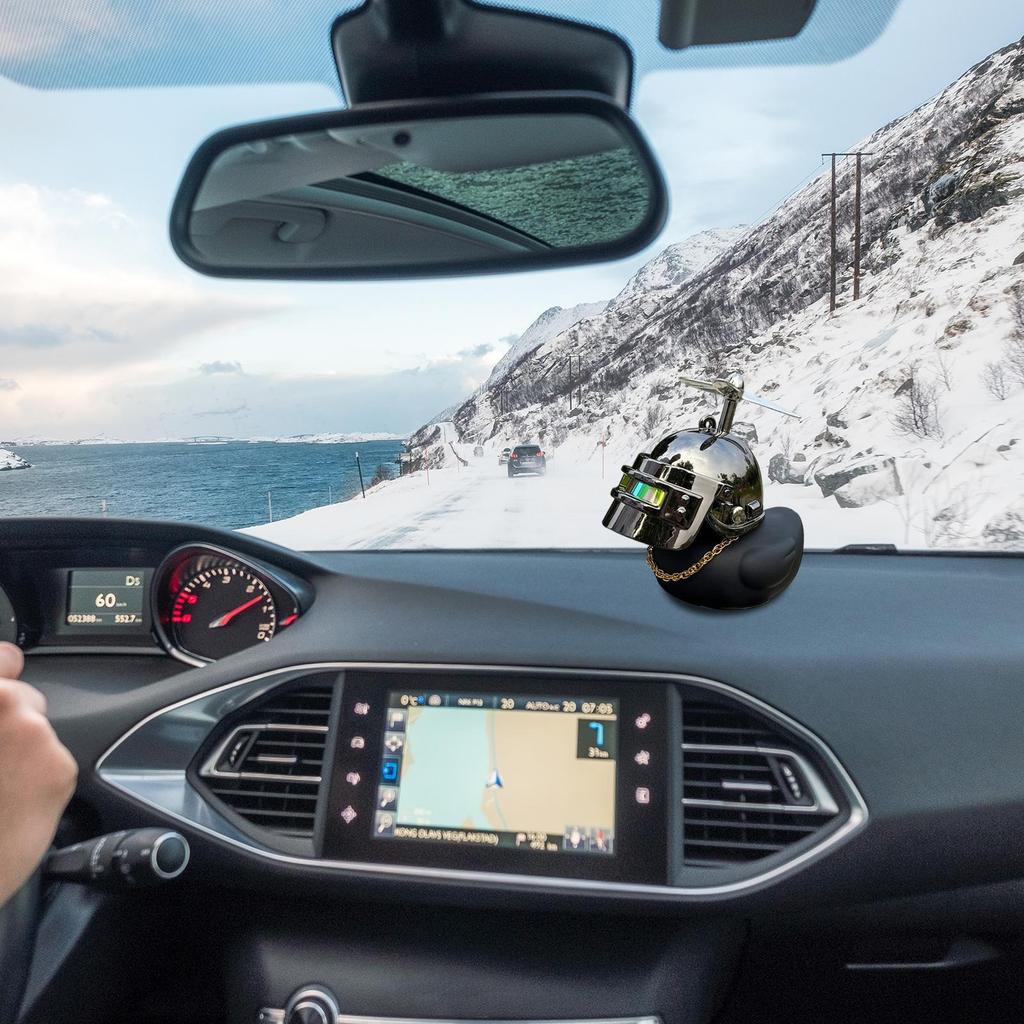 Маленький черный утенок со шлемом, пропеллером, украшения для интерьера автомобиля, утка на руль велосипеда, мотоцикла, самоката, черный утенок, декор для велосипеда