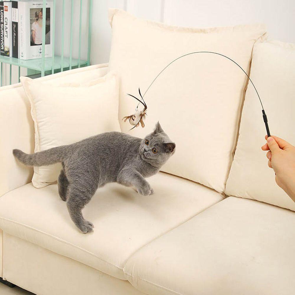 Play Pet Supplies Simulation Bird Stick Toy Wire Chaser Wand Cat Kitten Toys Teaser Feather