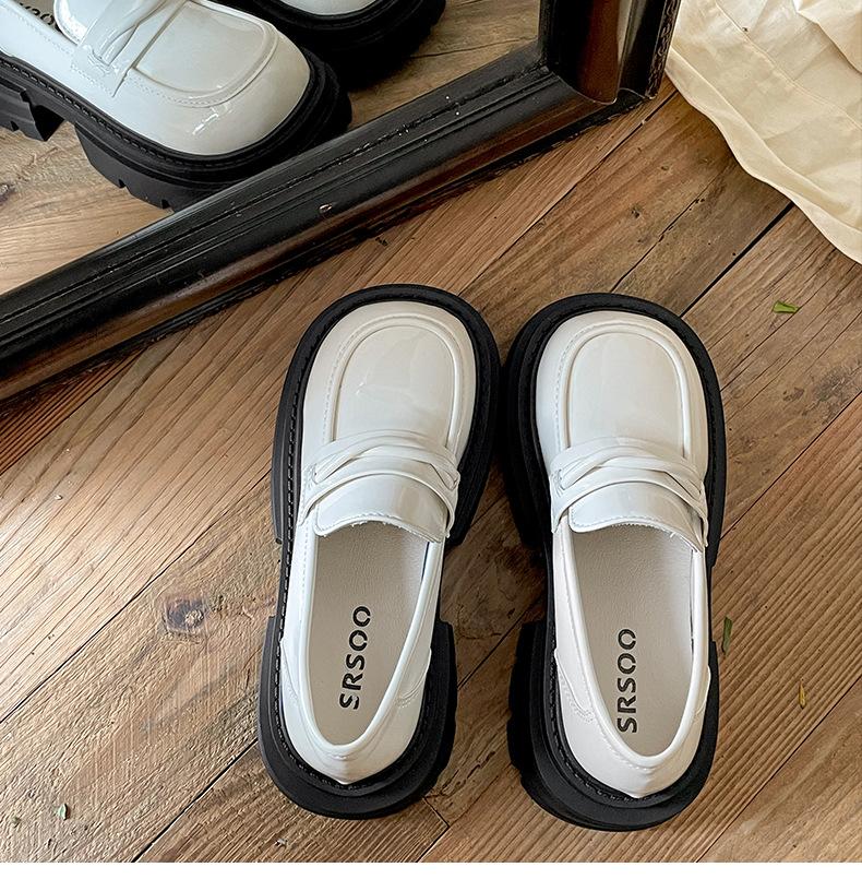 Модные универсальные туфли на платформе в стиле «пригород», женские кожаные туфли на весну и осень 2025 года, черные французские мокасины с одной педалью