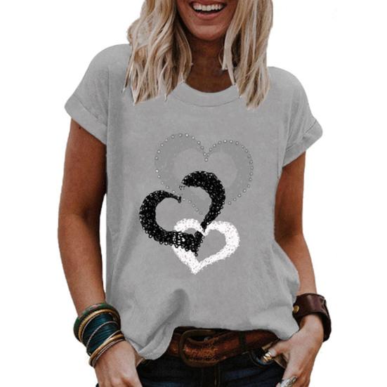 Футболка для девочек с круглым вырезом и короткими рукавами, устойчивая к царапинам, повседневный пуловер с забавным принтом в виде сердца, уличная одежда