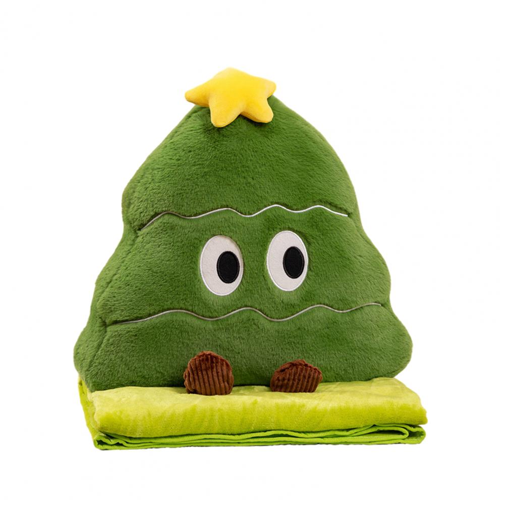 Christmas Tree Plush Pillow Blanket Cartoon Tree Shape Throw Pillow Stuffed Plushie Hugging Cushion Living Room Decoration