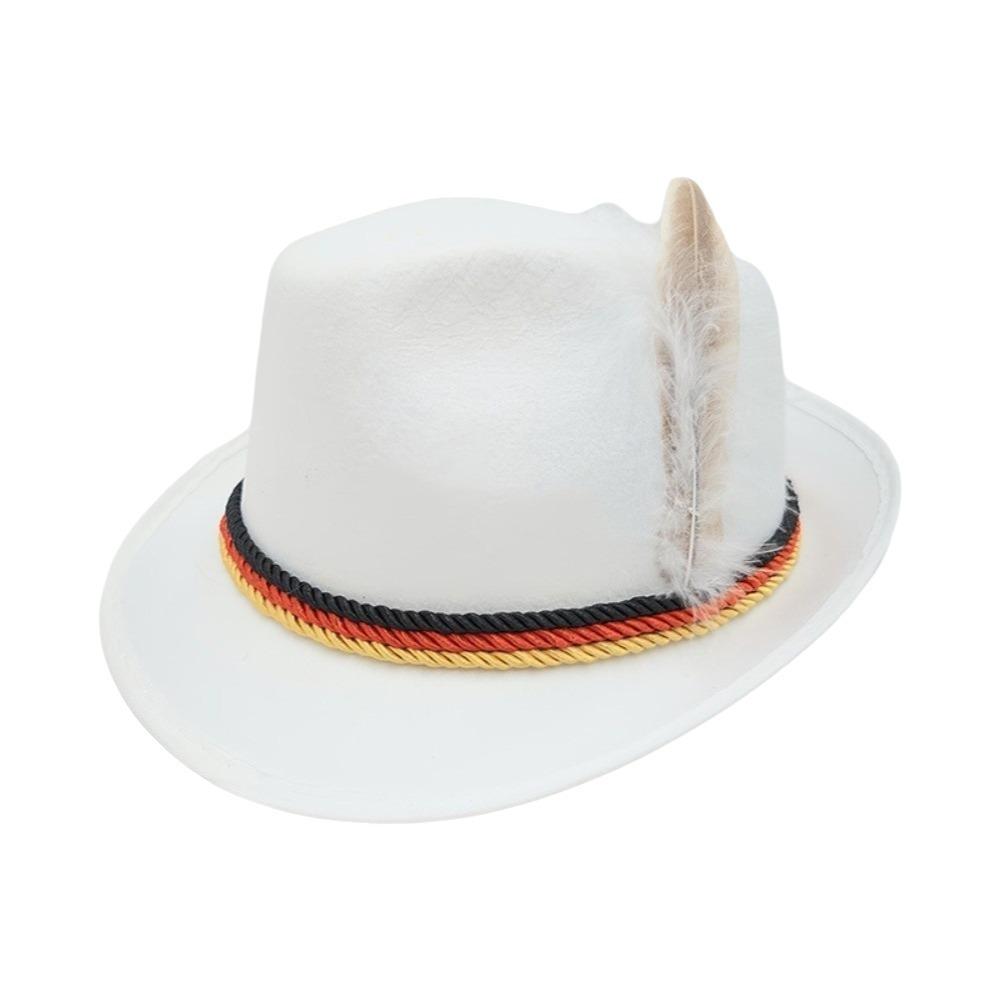 Decorative Side Cord Bavarian Feather Hat Structured Brim Jazz Cap Oktoberfest Hat Men Women