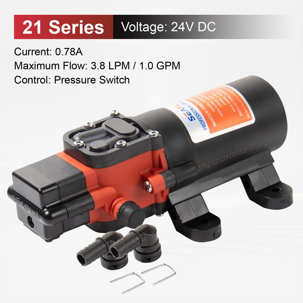 12V / 24V RV Diaphragm Water Pump 3.8LPM 40PSI Booster Pump Automatic Demand Self-Priming Micro Pump for Camper Van