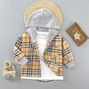 2025 Kids' Plaid Hooded Long-Sleeve Cardigan - Spring/Autumn Fashion