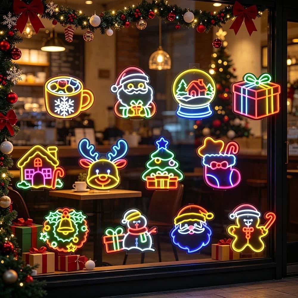 Double-sided Acrylic LED Lamp Luminous Xmas Shaped Light Festive Ambient Board Bar