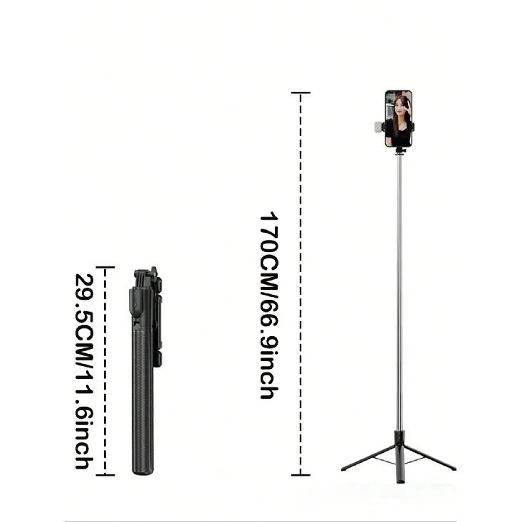 67-inch Selfie Stick with Reinforced Tripod Multifunctional Retractable Portable Cell Phone Tripod with Remote Control 7
