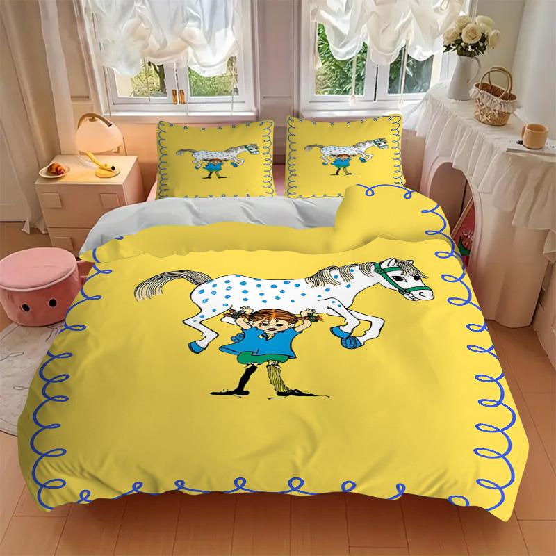 Girl Horse Print 3Pcs Bedding Setduvet Cover With 2 Bedropillowcase Home Birthday Gift