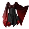 Renaissance Vintage Palace Medieval Costume Gothic Women Halloween Cosplay Retro Long Sleeve Waist Bandage Ptachwork Dress