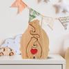 Wooden Bear Family Statue, Family Art Puzzle, Desk Ornament, Wooden Family Heart Puzzle, Home Decoration, Birthday Gift