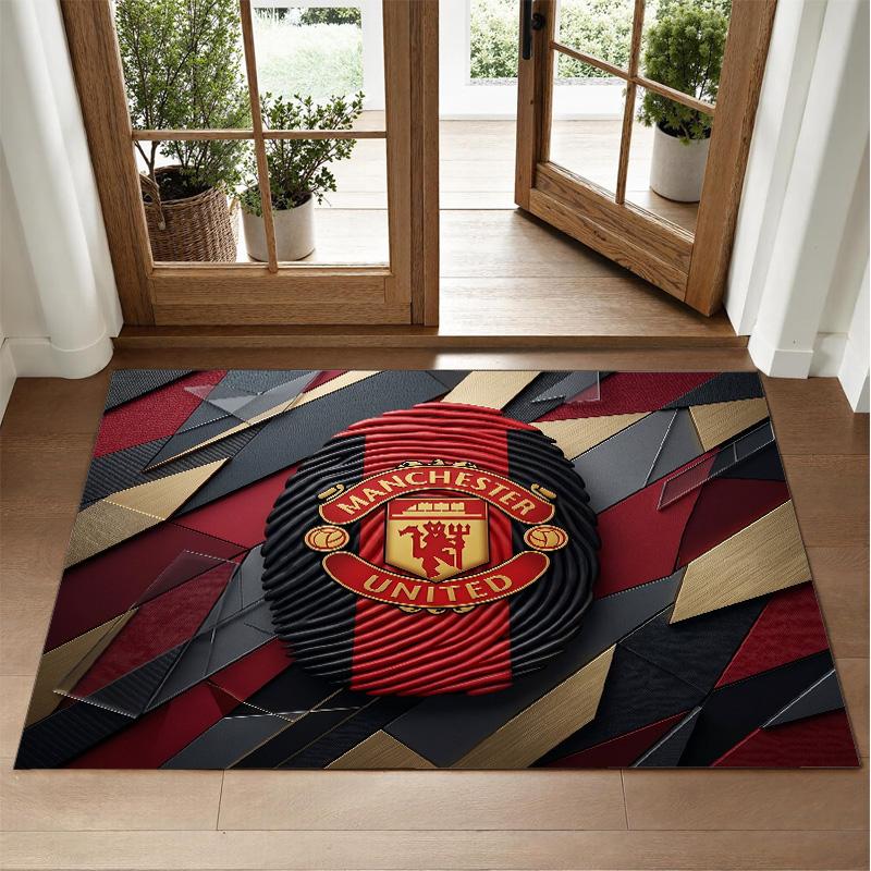 Manchester United Design Crystal Velvet Rug Soft Decorative Mat for Bedroom Entrance