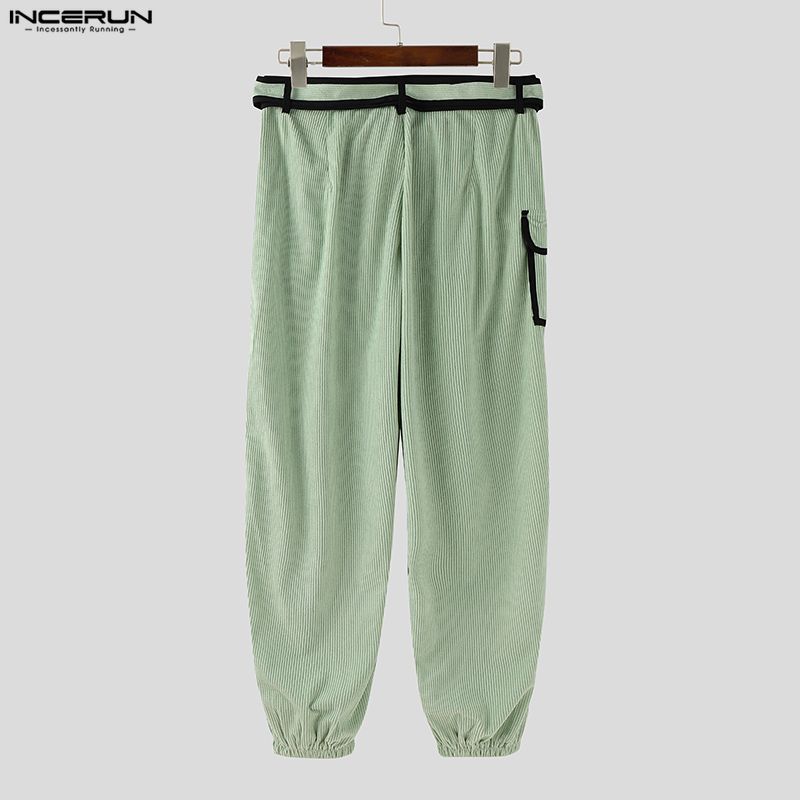 INCERUN Осень Весна Мужские Повседневные Вельветовые Штаны-Гаремы на Молнии с Отстрочкой на Талии
