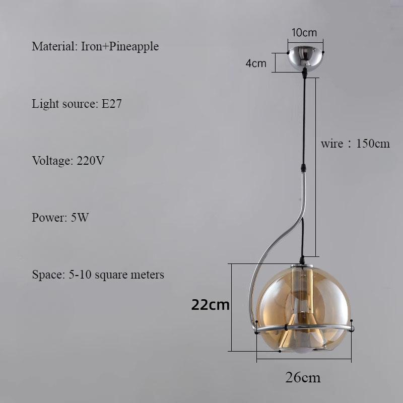 Amber Circle Glass Bauhaus Pendant Lamp Vintage Americano Restaurant Ristorante Hot Pot Regolabile Chandelier Led Bulb Luster