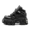 New Punk Style Women Shoes Lace-up Heel Height 6CM Platform Shoes Woman Metal Decor Woman Sneakers Gothic Ankle Rock Boots