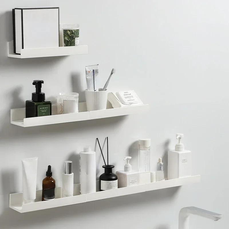 Multifunction Wall Mounted Storage Rack Self Adhesive No-drill Shelves Wall for Kitchen Bathroom C6UE