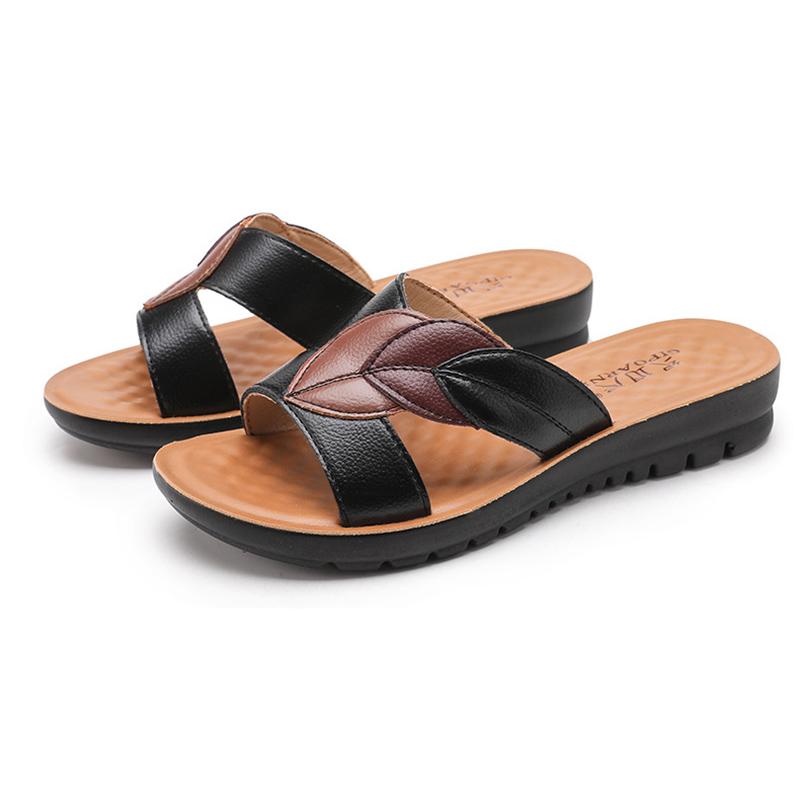Plus Size Summer New Women Shoes Genuine Leather Casual Women's Wedges Shoes Open Toe Mother Plus Size Sandals