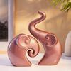 Lavish Rose Gold Home Decor Elephant Couple | Ceramic Figurines (Set of 2, Matte Rose Gold)
