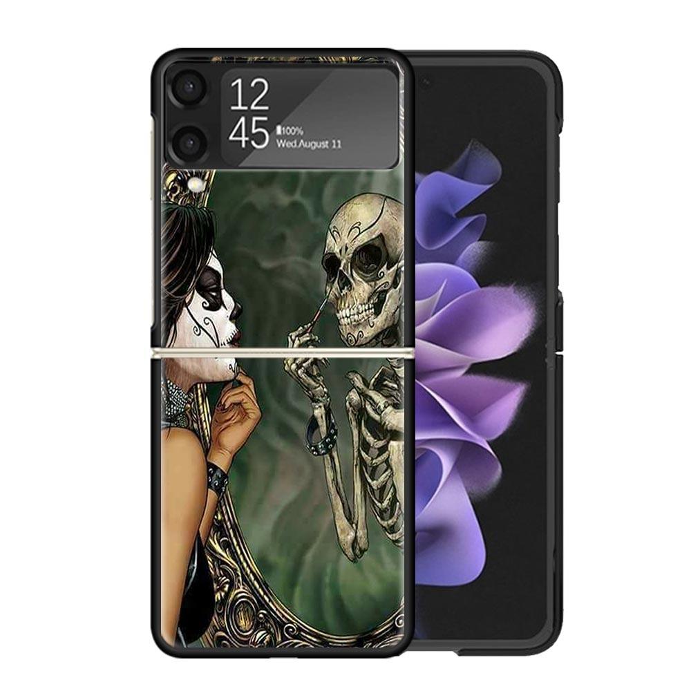 Catrina Beautiful Rose Girl Skull Cases For Samsung Galaxy Z Flip 4 5 6 7 3 Z Flip7 Flip6 Flip4 Flip5 Flip3 5G Hard Shockproof F