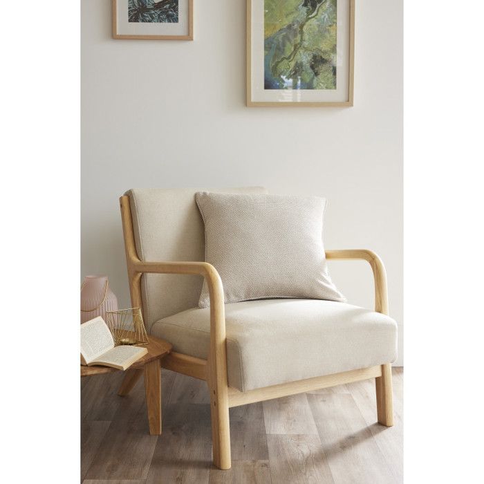 Coussin déhoussable avec passepoil 50 x 50 cm Polyester fils teints jacquard "Elios" Le fil d'Ariane - Taupe
