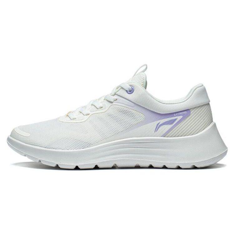 Li Ning Feather Низкие Повседневные Беговые Кроссовки Женские Бело-Фиолетовые ARST020-1