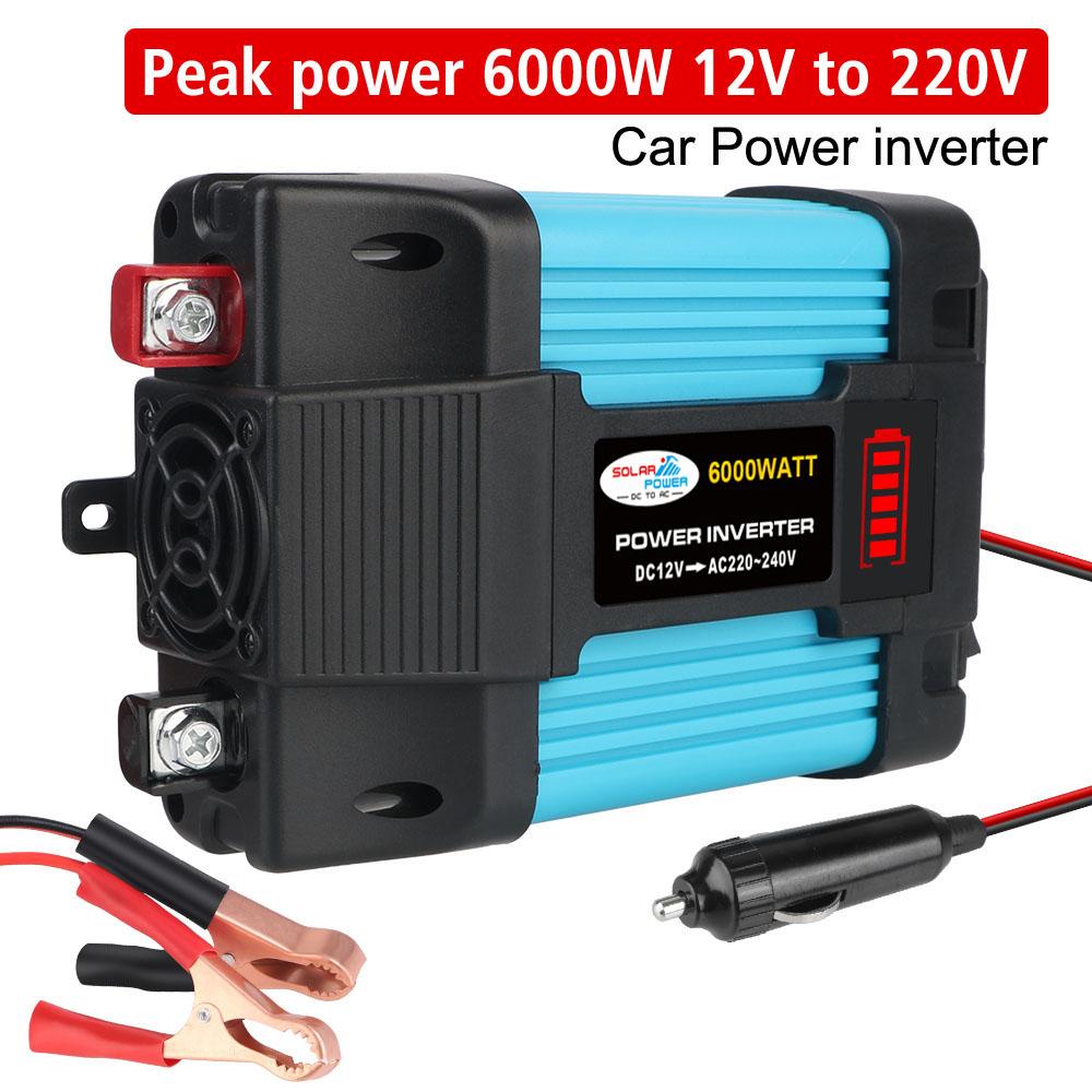 DC 12 В в 220 В устанавливаемый на транспортное средство бытовой преобразователь Инвертор мощности Автомобильный инвертор Пиковая мощность 6000 Вт Автомобильные аксессуары 500 Вт
