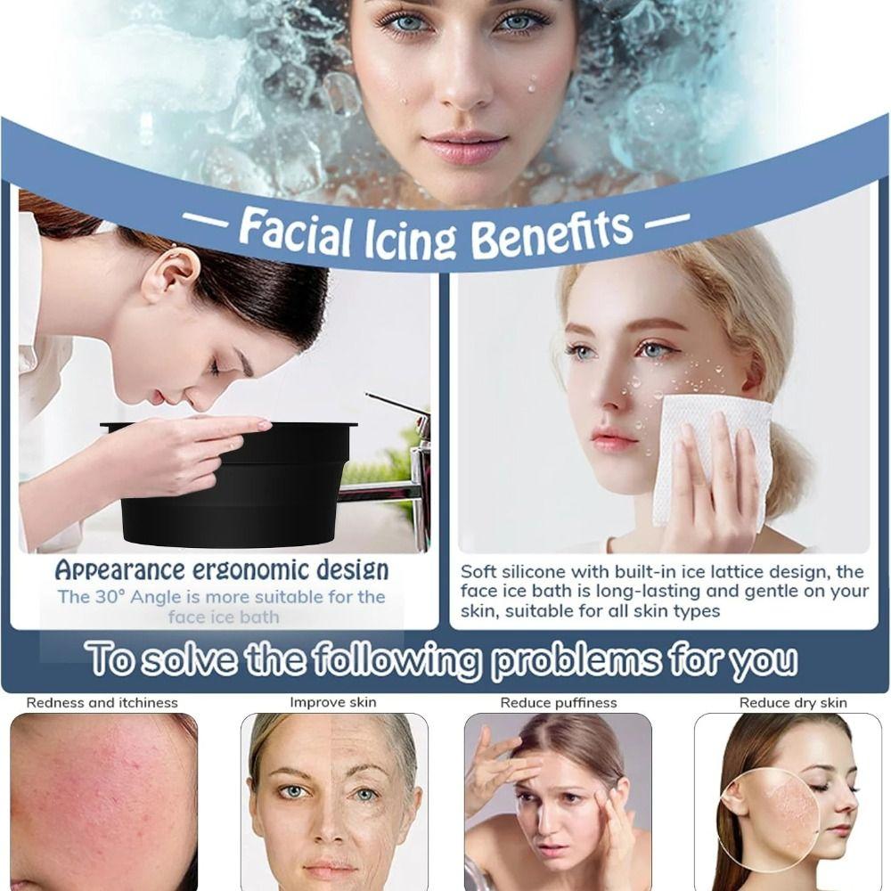 Новая складная миска для ледяной ванны для лица, силиконовая, со встроенным лотком для льда, портативный ледяной таз, миска для погружения лица для женщин, девушек