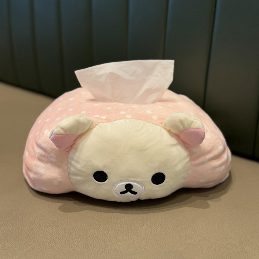 Плюшевая мультяшная коробка для салфеток Rilakkuma, милый держатель для хранения салфеток в горошек, мягкий, для гостиной, спальни, домашнего стола, для семейного использования