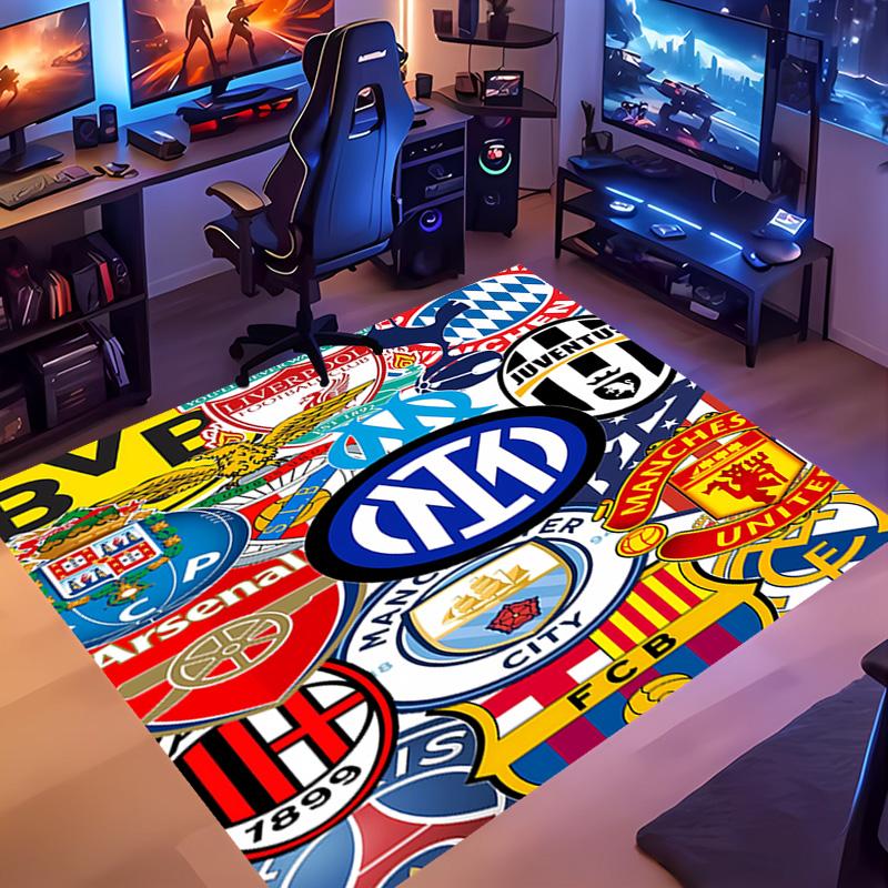 1pc Football club logo Entrance Mat, Non-Slip Mat Area Rug,Room Decor, Outdoor Decor, Kitchen Rug,Doormat - Machine Washable, Easy to Clean