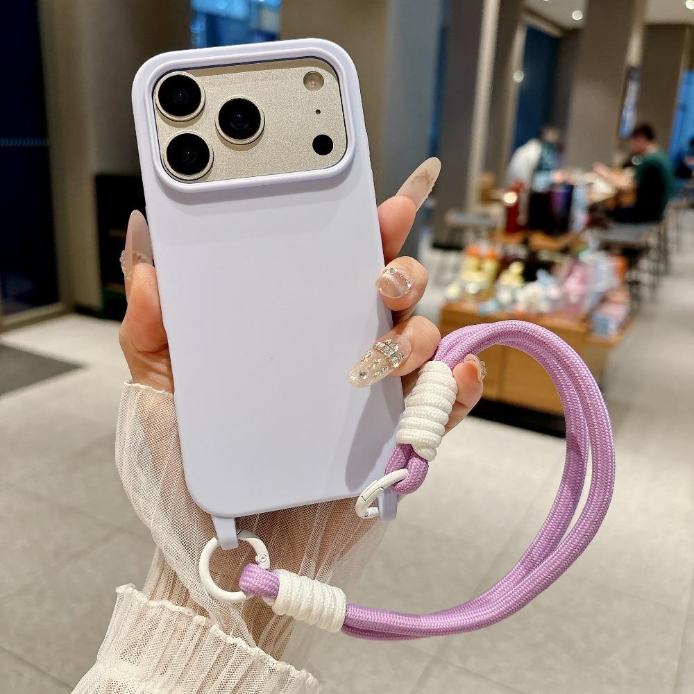 Жидкий силиконовый ремешок на запястье Конфетный чехол для iPhone 18 17 Air 16 15 14 13 Pro Max Plus Шнурок Ударопрочный Защита от потери Мягкий чехол
