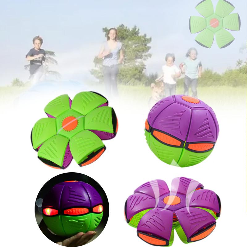 Ball Saucer Flying Deformation Bouncing Music Lights Kid Toy Pet Outdoor