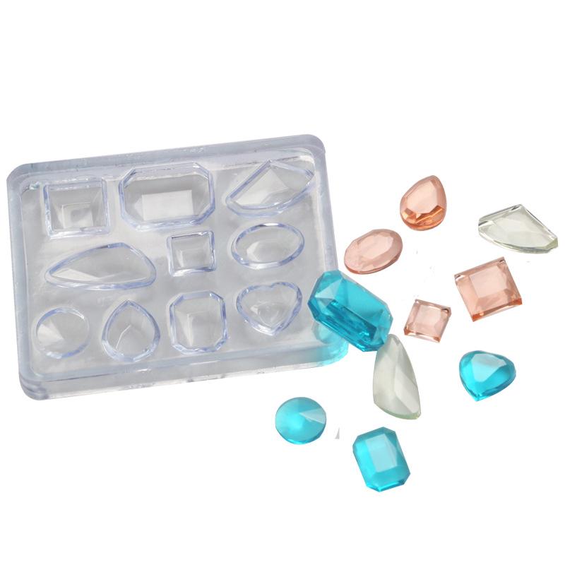 Aomily DIY Handmade Jewelry Mold Necklace Eardrop Gemstones Fondant Cake Chocolate Mould Container Crystal Drop Resin Soap Molds